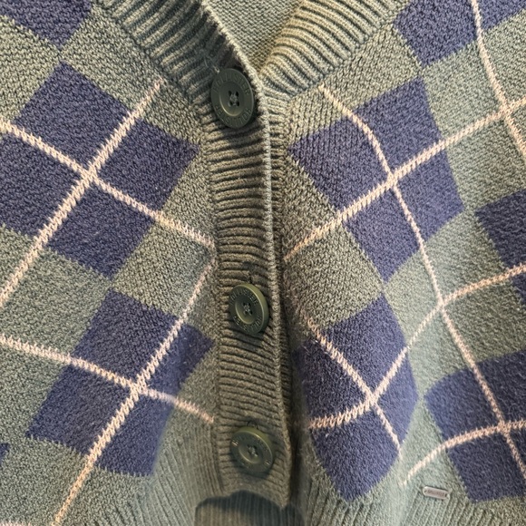 Hollister Cropped Argyle Pattern Cardigan Size Large - Picture 3 of 7
